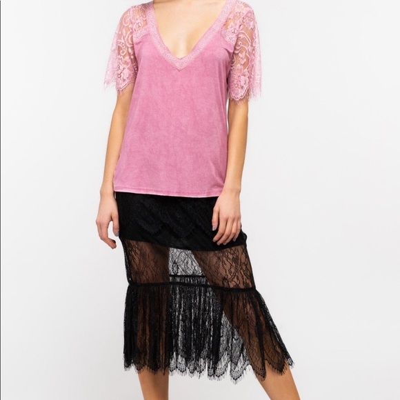 POL Lace Scallop Raglan Knit Top - Picture 6 of 6